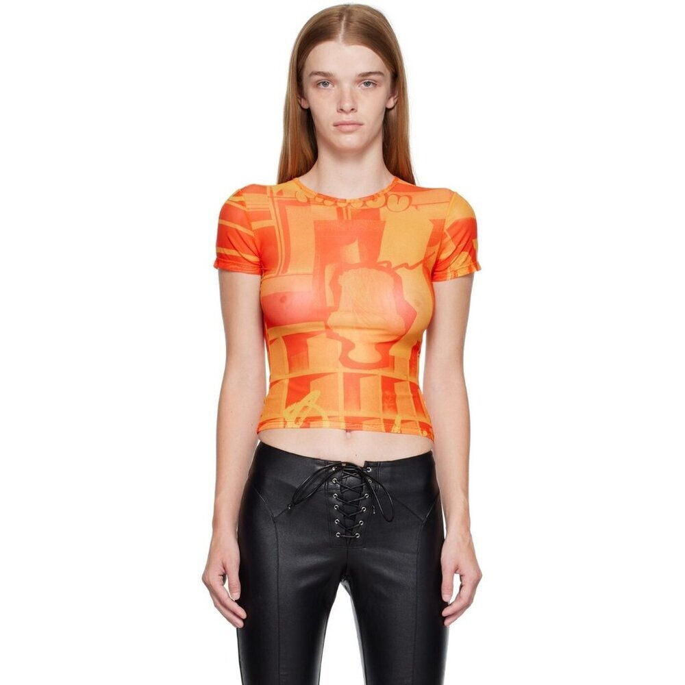 Miaou Recycled Polyester T-shirt Plus Size 2XL Womens Stone Orange $100